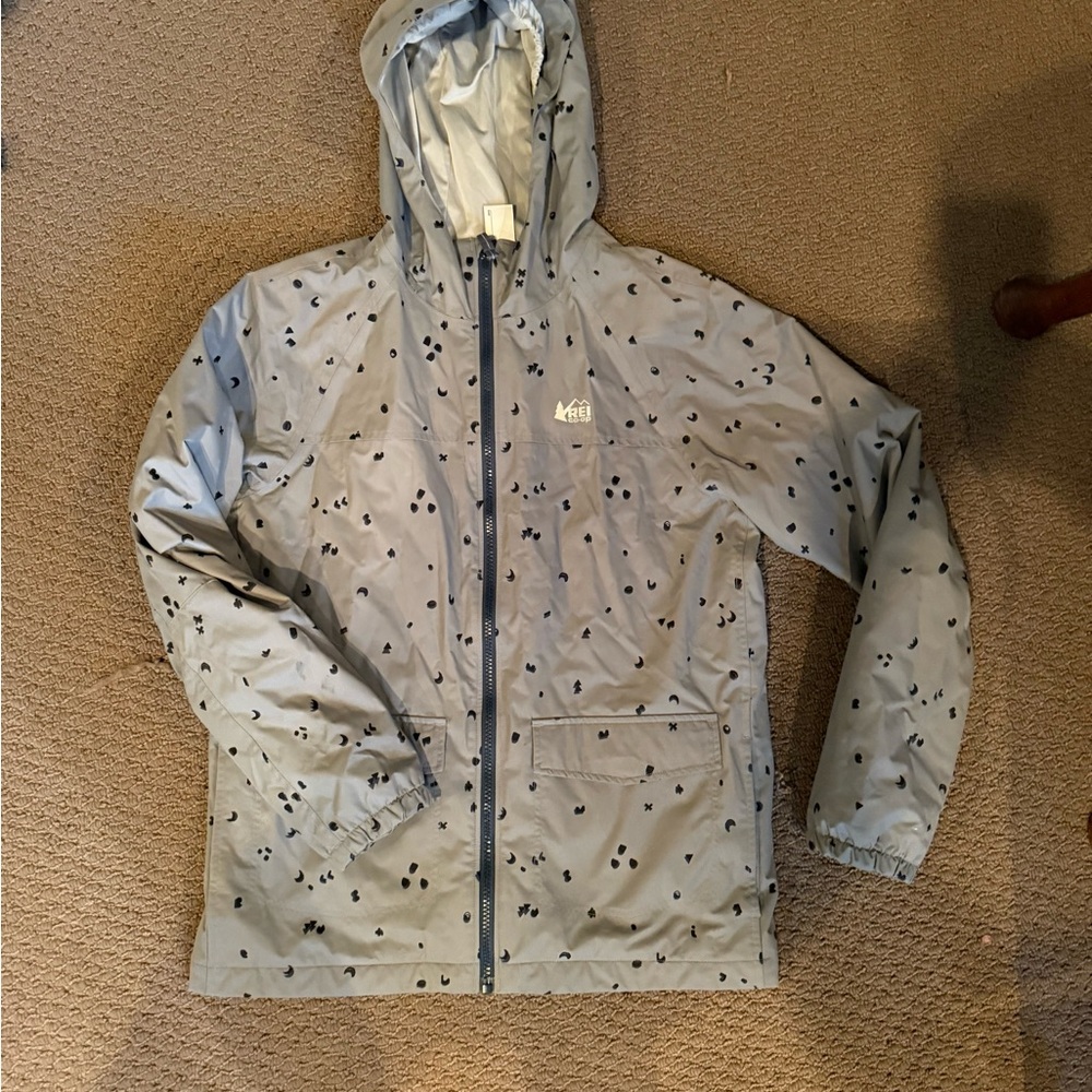 REI Kids grey Patterned Raincoat